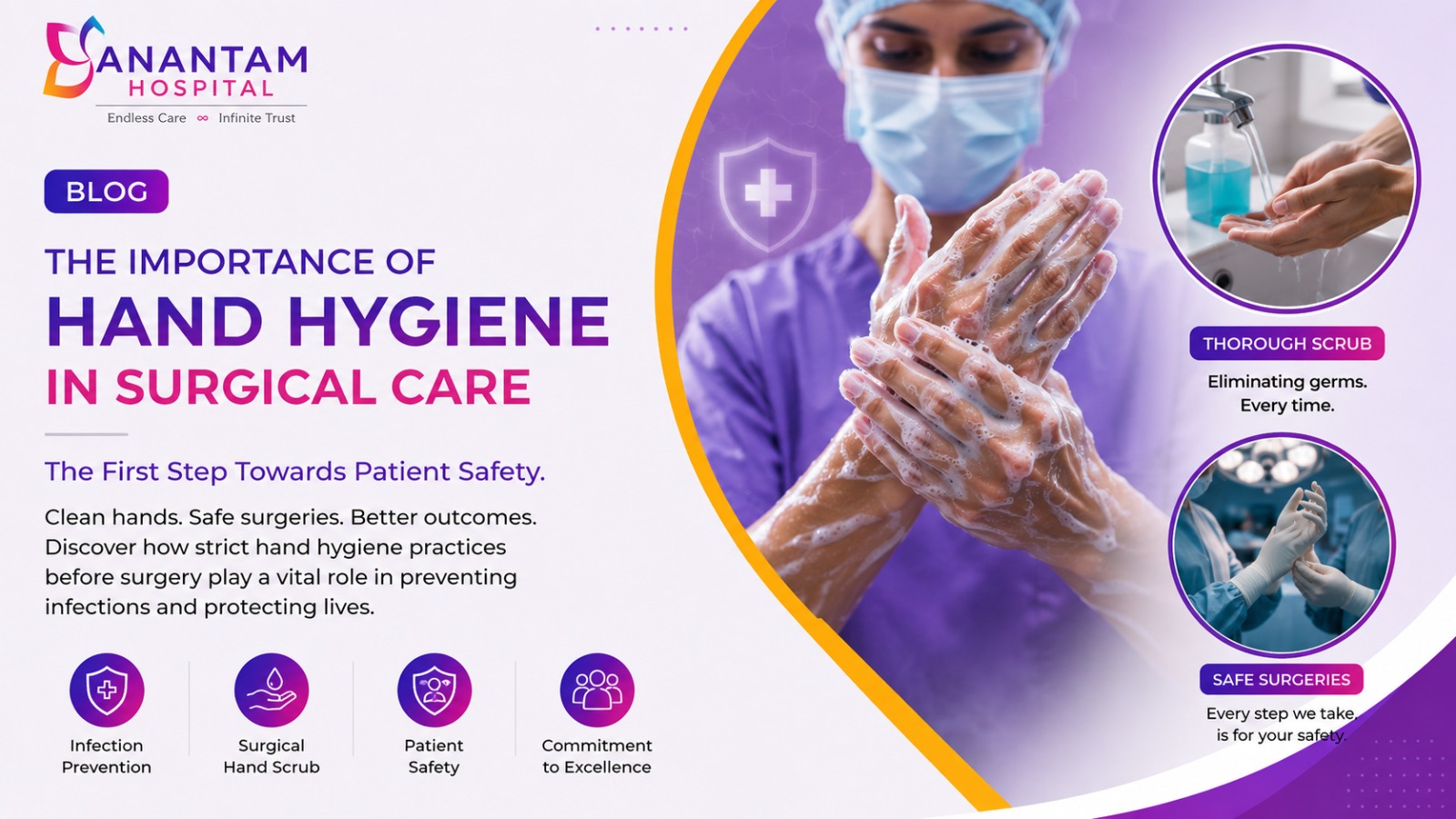 Healthcare professional performing surgical hand hygiene before surgery.
