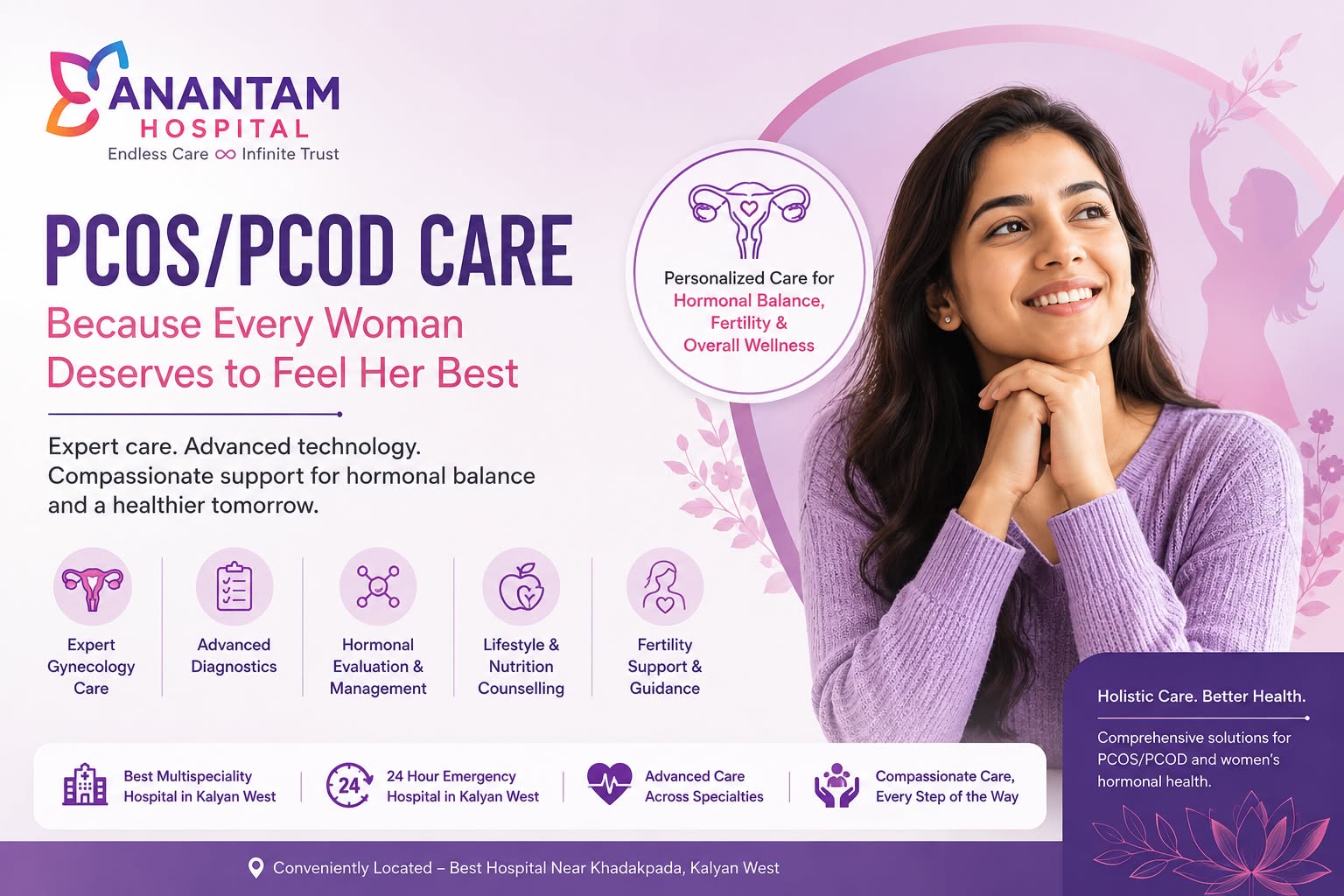 Doctor providing PCOS and PCOD care for women's hormonal health at Anantam Hospital Kalyan West.