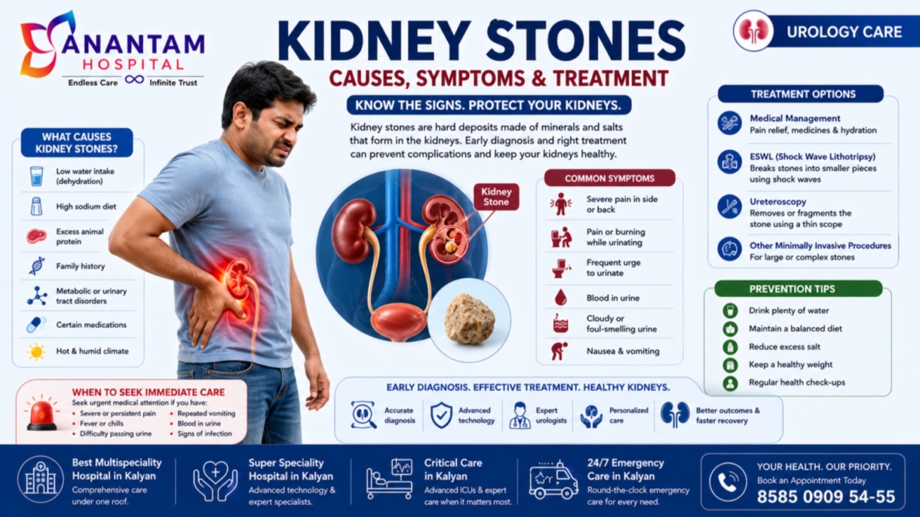 Kidney stones causes, symptoms & treatment – Anantam Hospital
