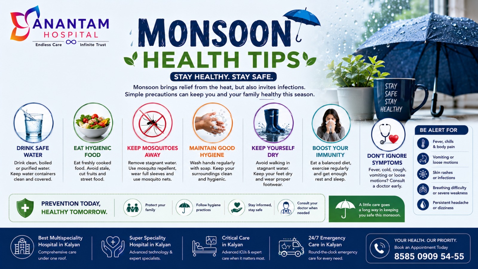 Monsoon infections & health tips at best multispeciality hospital in Kalyan