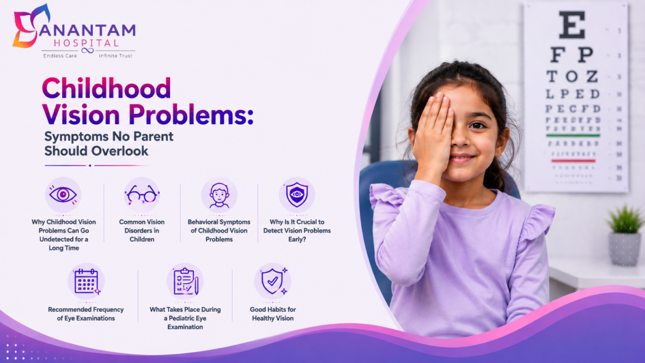 Banner for Anantam Hospital about Childhood Vision Problems